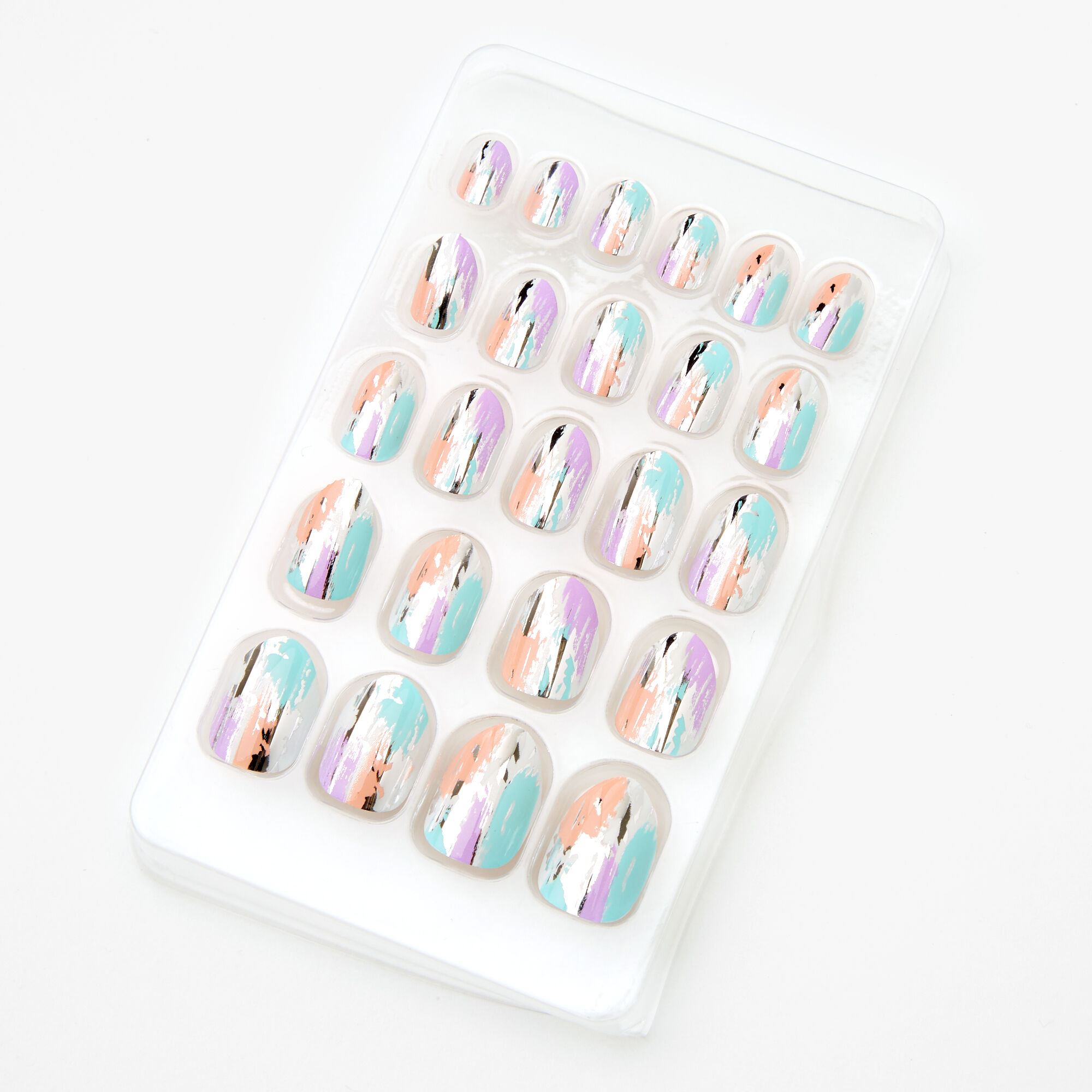 Pastel Splash Stiletto Press On Faux Nail Set - 24 Pack,