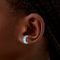 Blue Half Moon Stud Earrings,