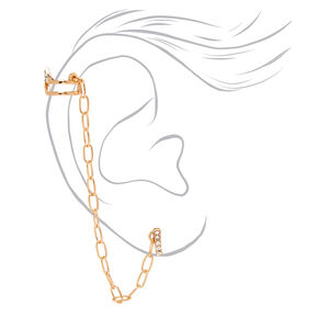 Gold Linear Crystal Connector Earrings,