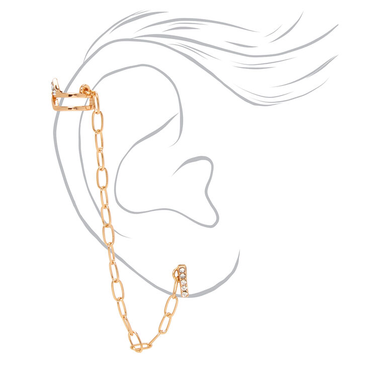 Gold Linear Crystal Connector Earrings,
