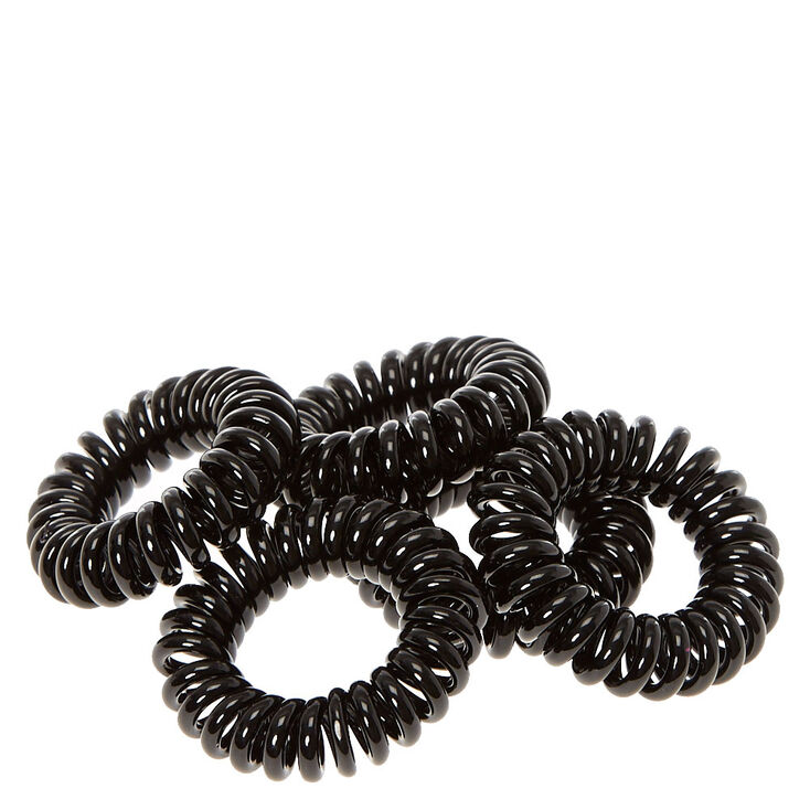 Mini Spiral Hair Bobbles - Black, 5 Pack,