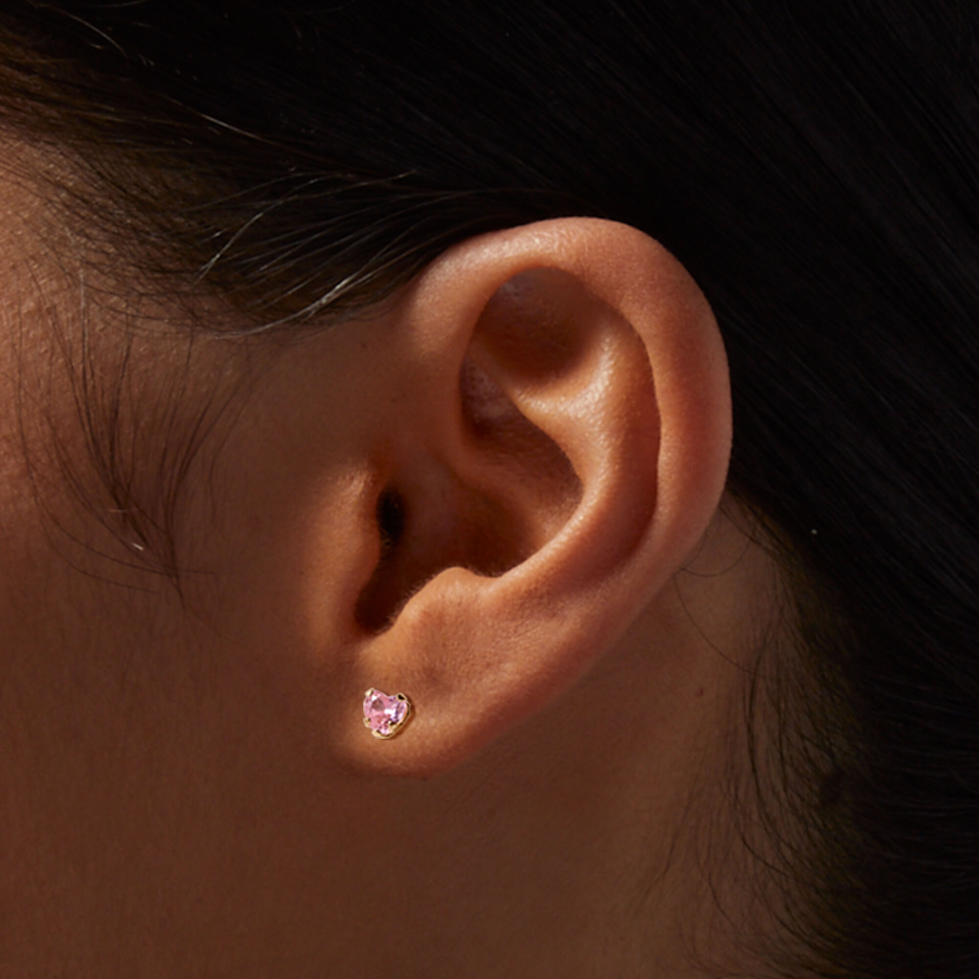 C LUXE by Claire's 14k Yellow Gold Pink Cubic Zirconia Heart
