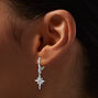 Silver-tone Star Huggie Hoop Earrings,