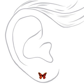 18ct Gold Plated Monarch Butterfly Stud Earrings,