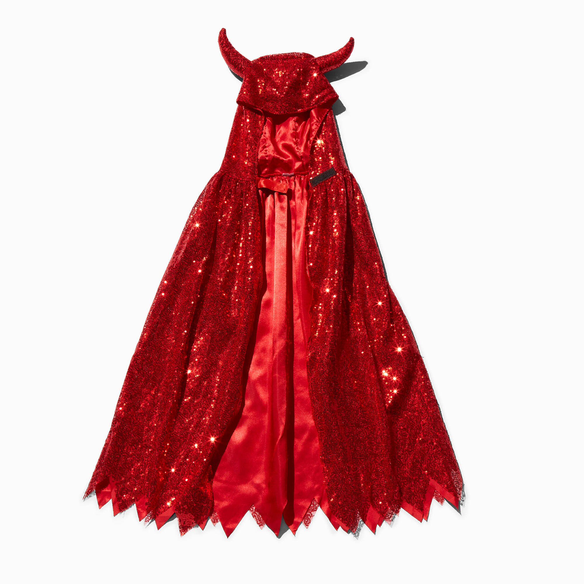 Cape paillettes rouges cornes de diable,