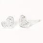 Sterling Silver Cubic Zirconia Crystal Pav&eacute; Heart Stud Earrings,