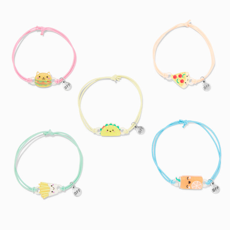 Bracelets d&rsquo;amiti&eacute; r&eacute;glables petits animaux adorables et nourriture - Lot de 5,