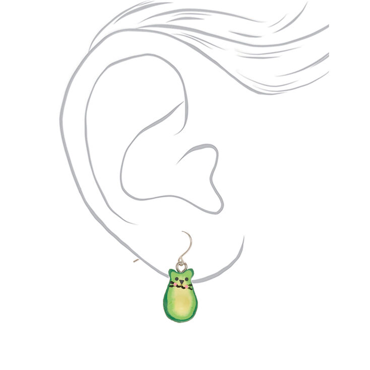 1&quot; Avocado Cat Drop Earrings - Green,
