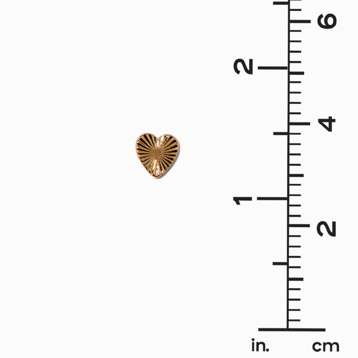 Gold-tone Radiating Heart Stud Earrings,