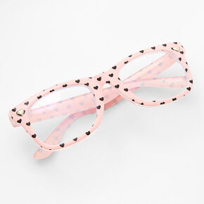 Claire&#39;s Club Edgy Hearts Clear Lens Pink Frames,