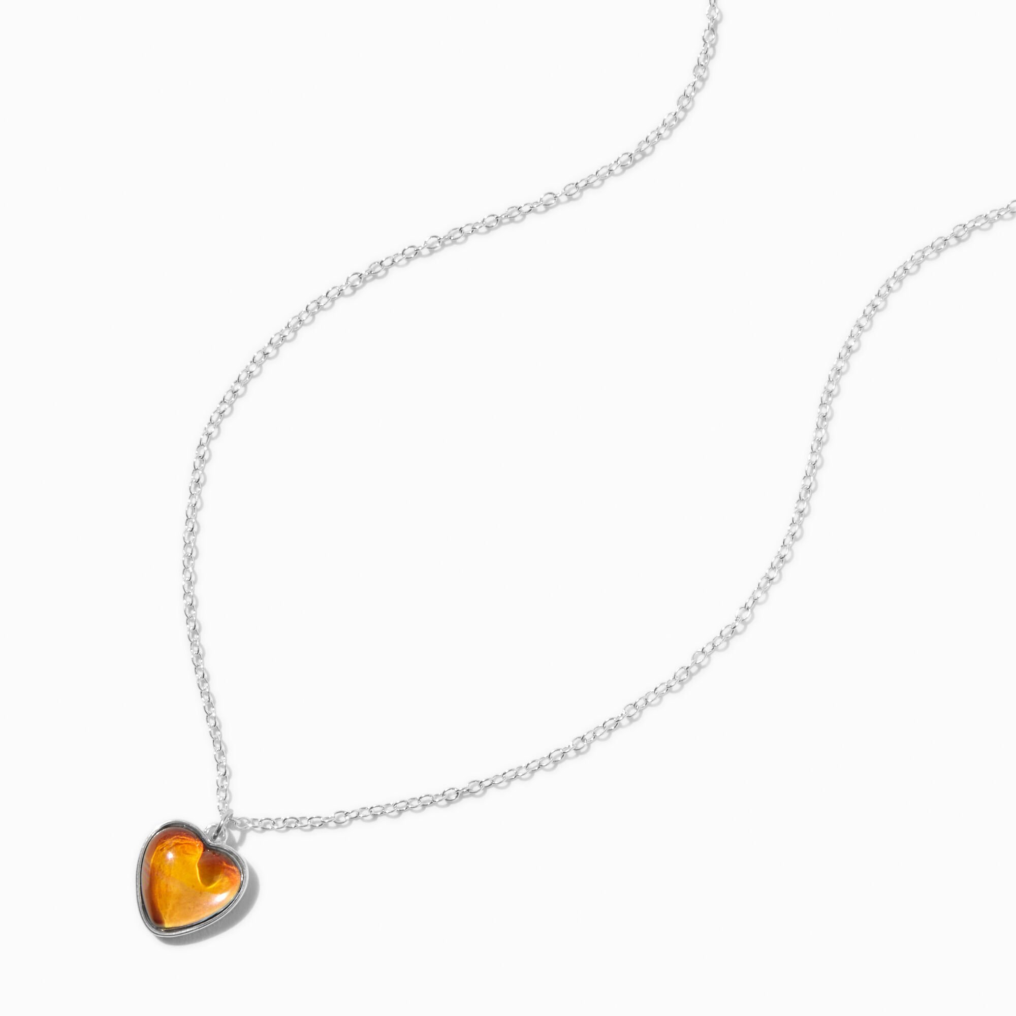 Glitter Heart Mood Pendant Necklace,