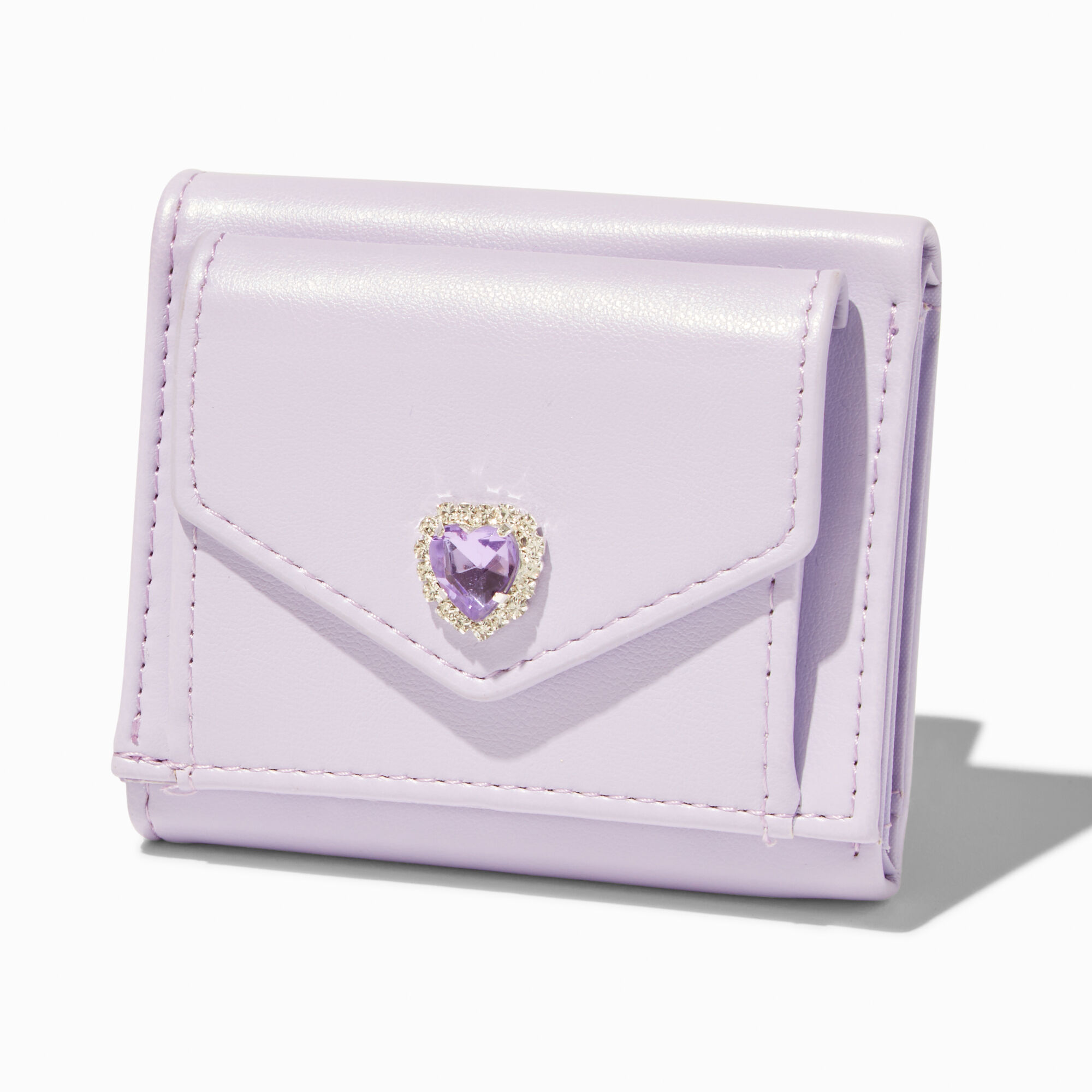 View Claires Heart Gemstone Lavender Trifold Wallet information