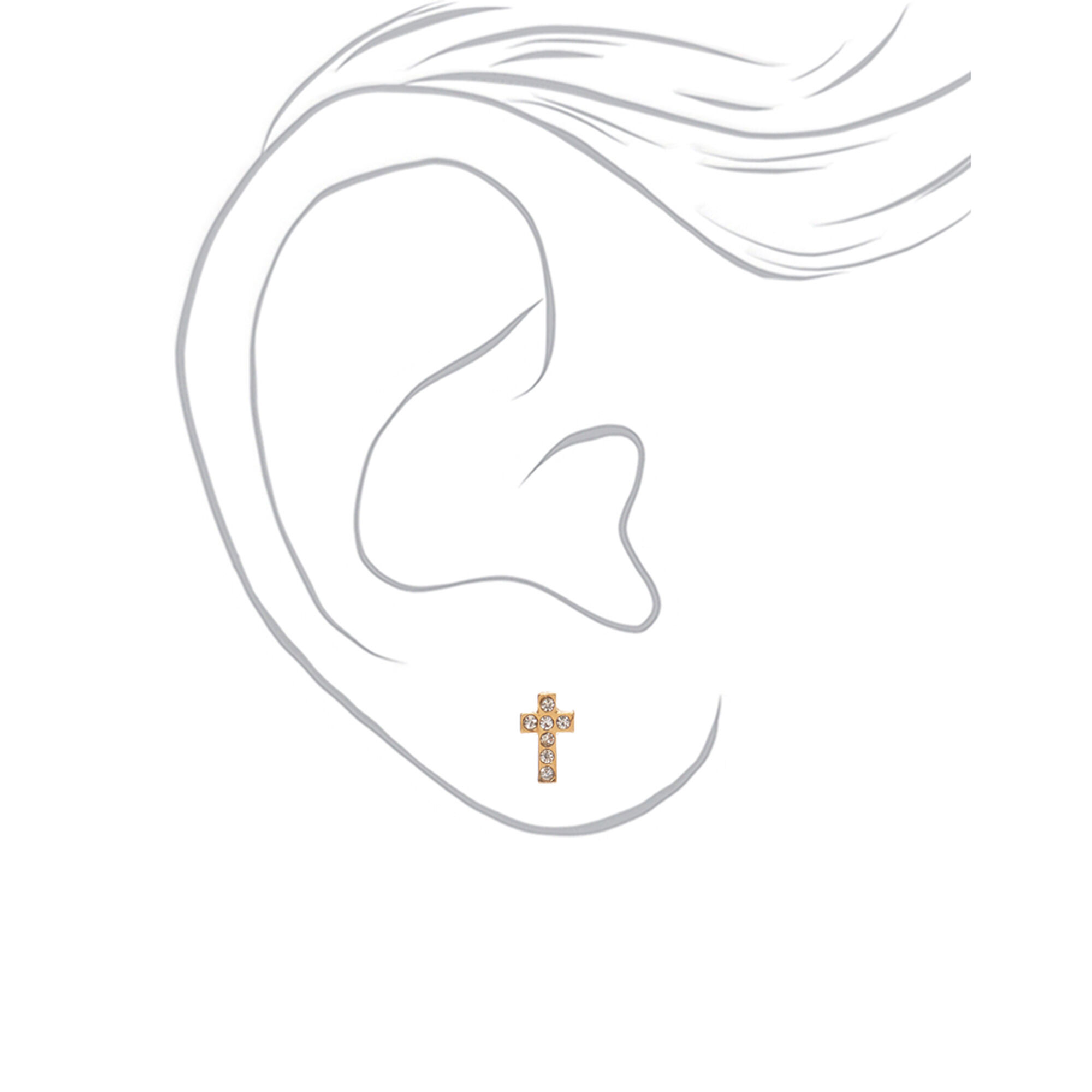 C LUXE by Claire's 18kt Gold Plated Crystal Cross Stud Earrings