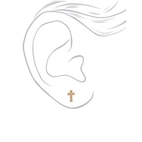 C LUXE by Claire&#39;s 18kt Gold Plated Crystal Cross Stud Earrings,