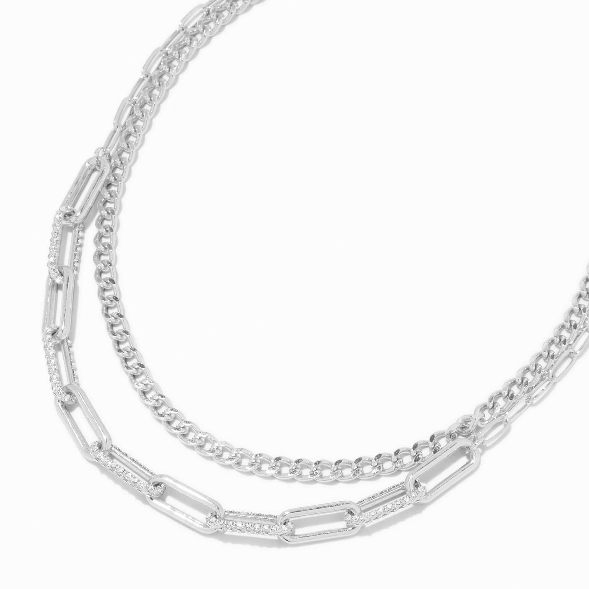 View Claires Tone Cable Link MultiStrand Necklace Silver information