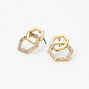 Gold Double Crystal Stud Earrings,