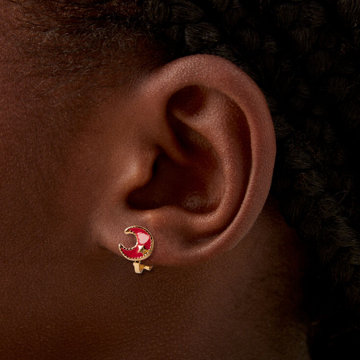 Boucles d&rsquo;oreilles &agrave; clip anneaux plan&egrave;te, lune, c&eacute;leste - Lot de 3,