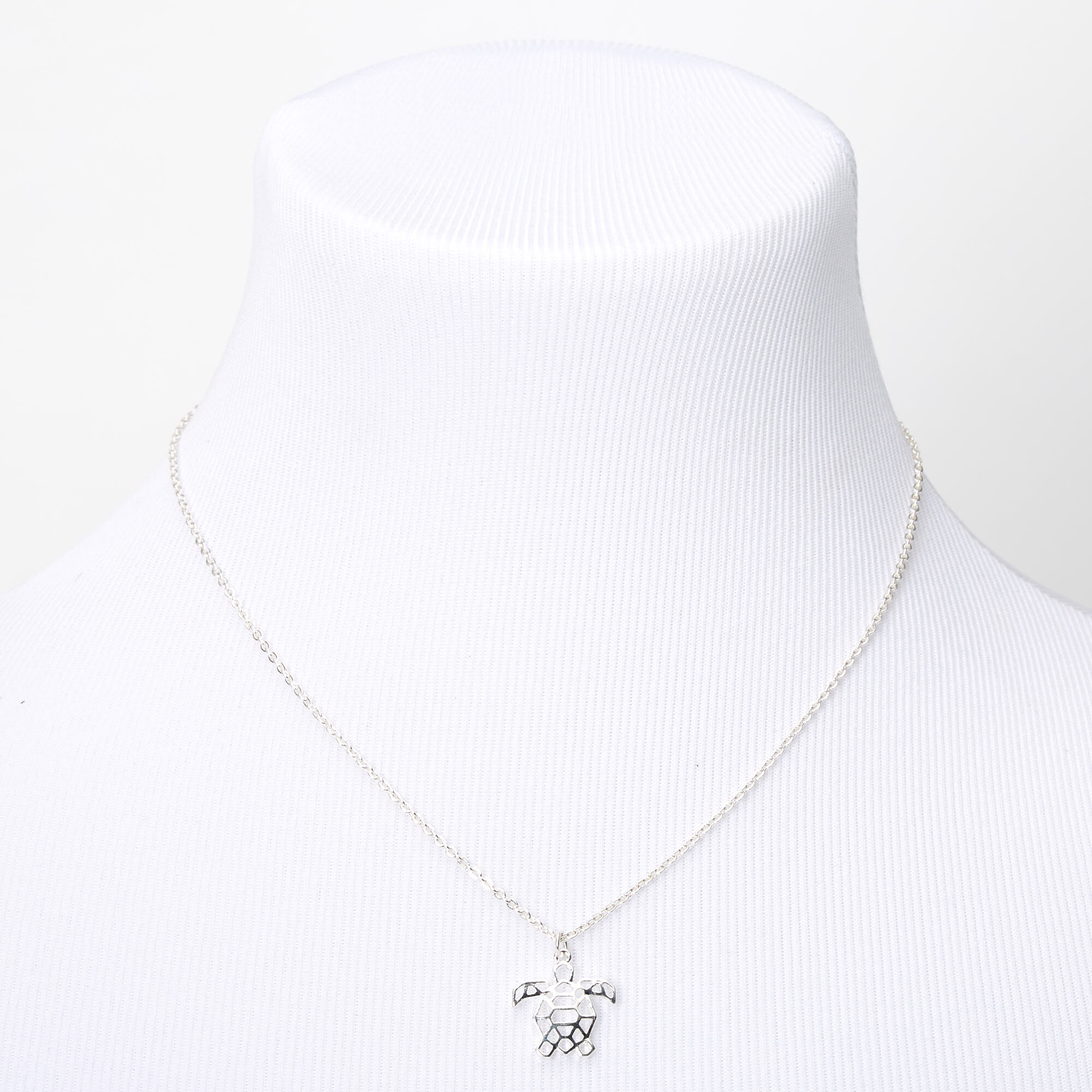 Silver Origami Turtle Pendant Necklace,