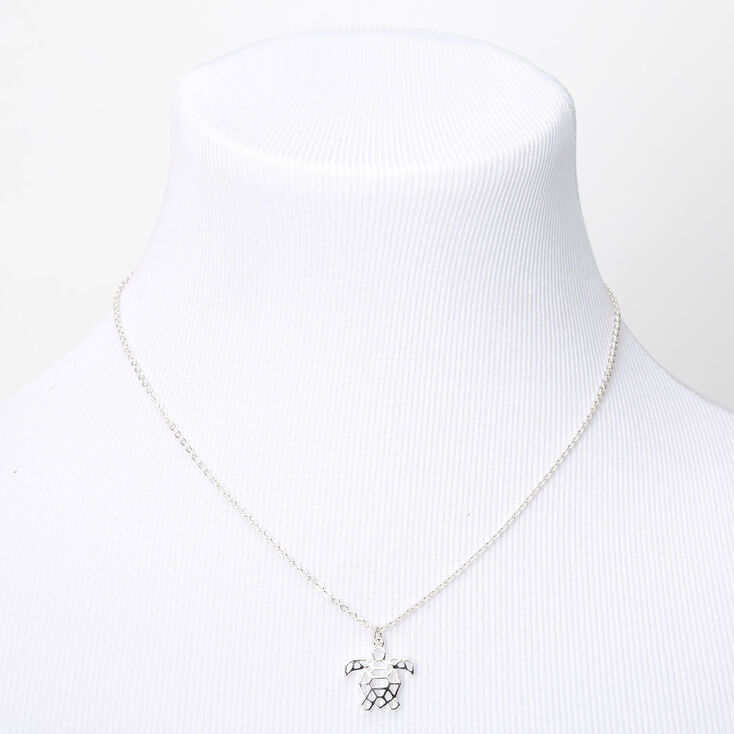 Silver Origami Turtle Pendant Necklace,