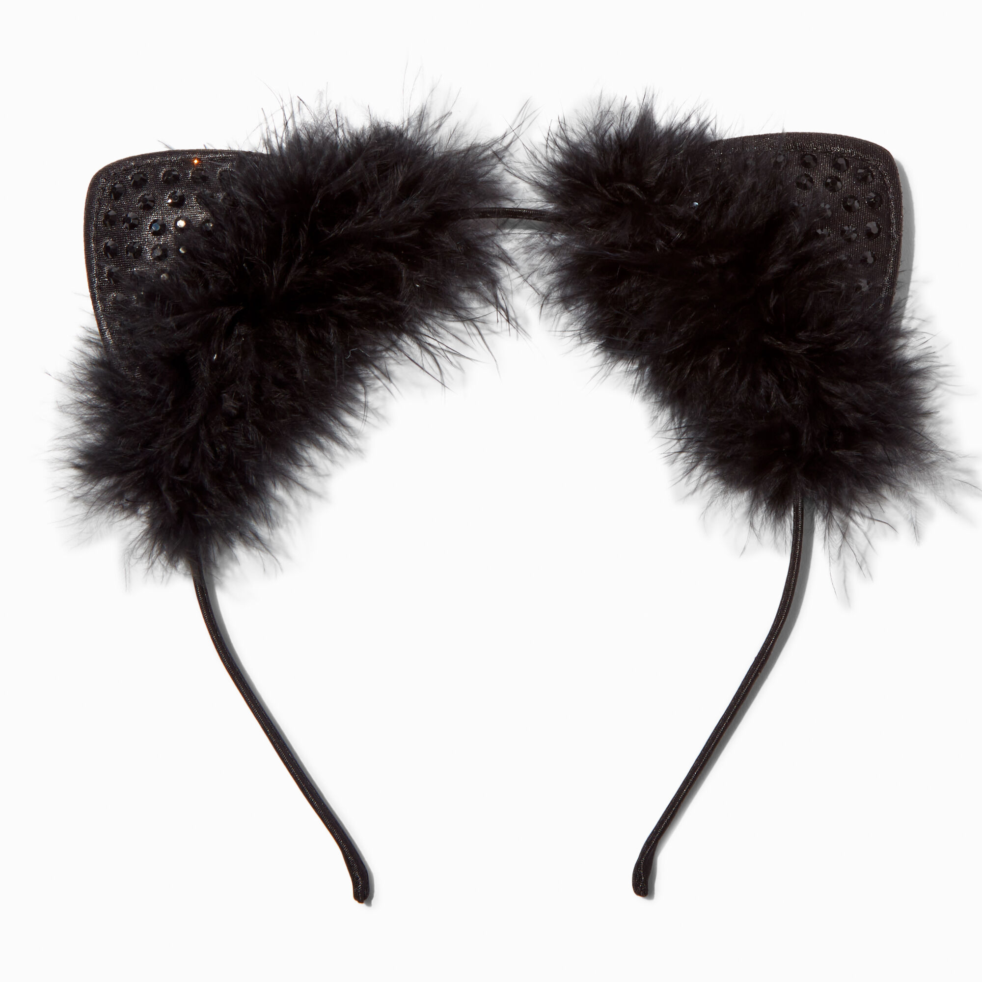 Serre-tête oreilles de chat à plumes noir,