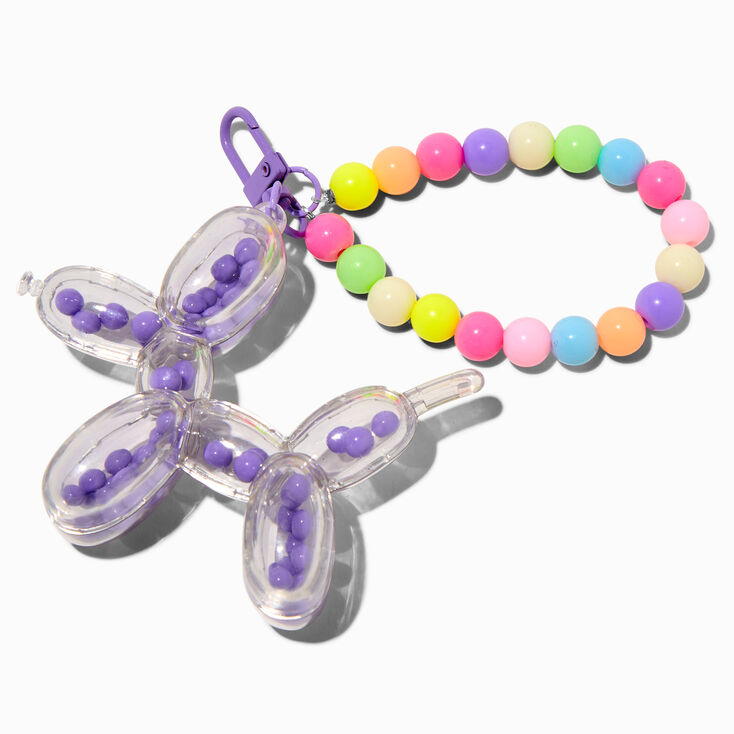 Purple Balloon Dog Shaker Wristlet Keyring,