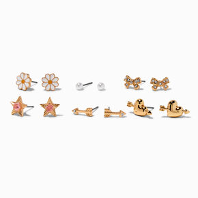 T H E M E x Claire&#39;s Gold-tone Stud Earrings - 6 Pack,
