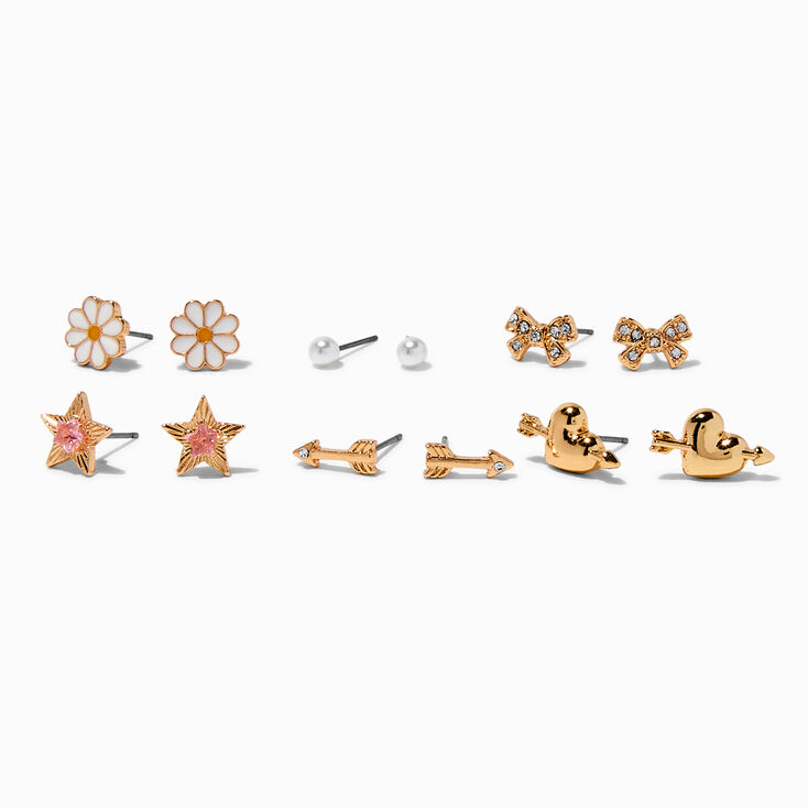 T H E M E x Claire&#39;s Gold-tone Stud Earrings - 6 Pack,