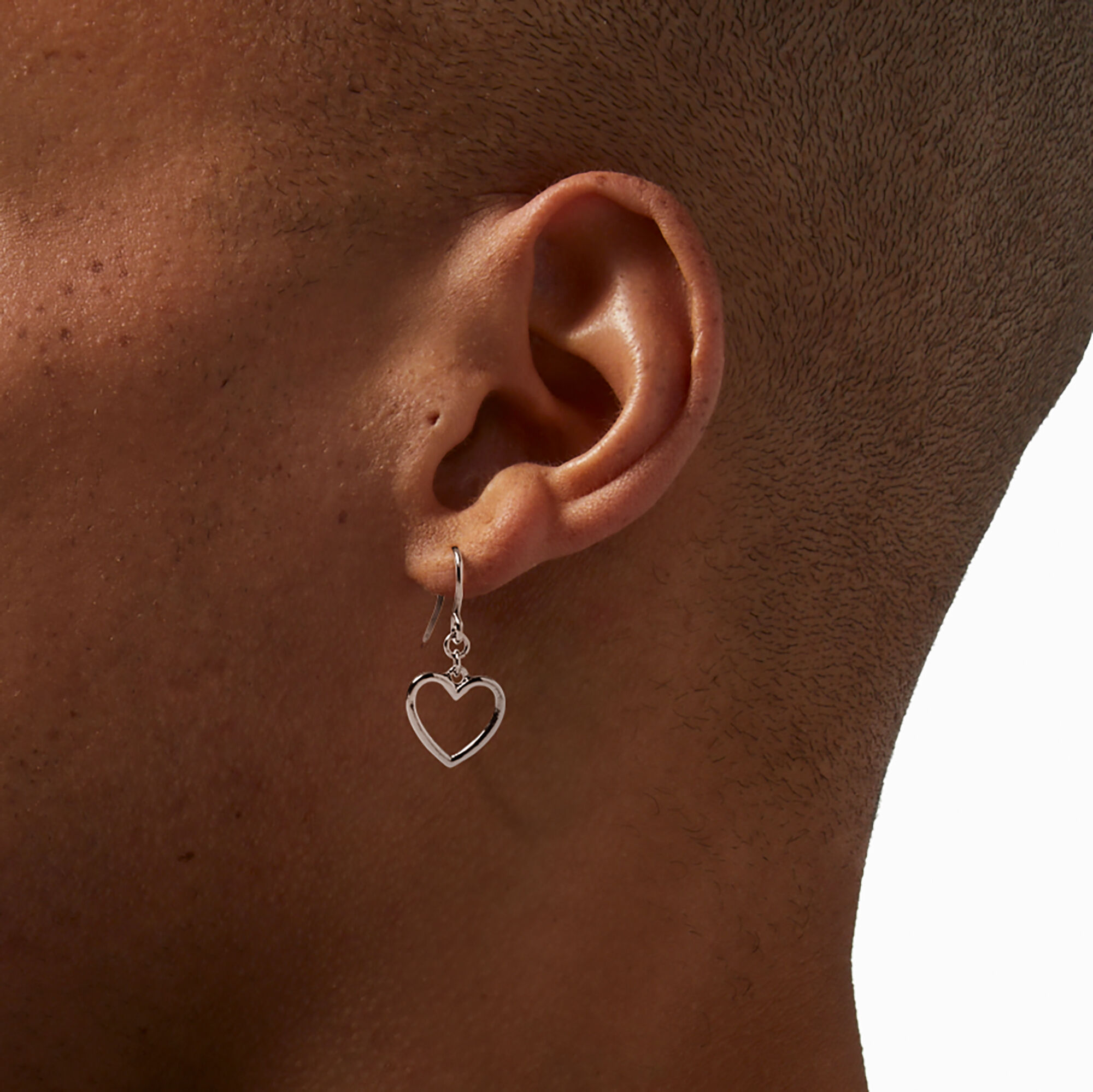 Hematite Heart Cutout 1" Drop Earrings,
