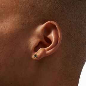 Black Gold Plated Star Stud Earrings,