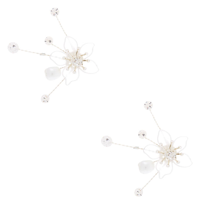 Claire's Clous d'oreille forme de fleurs blanches éclatantes à l’aspect givré
