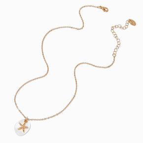 Opal &amp; Gold-tone Enamel Starfish Pendant Necklace,
