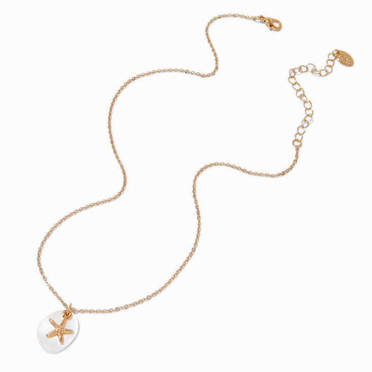 Opal &amp; Gold-tone Enamel Starfish Pendant Necklace,