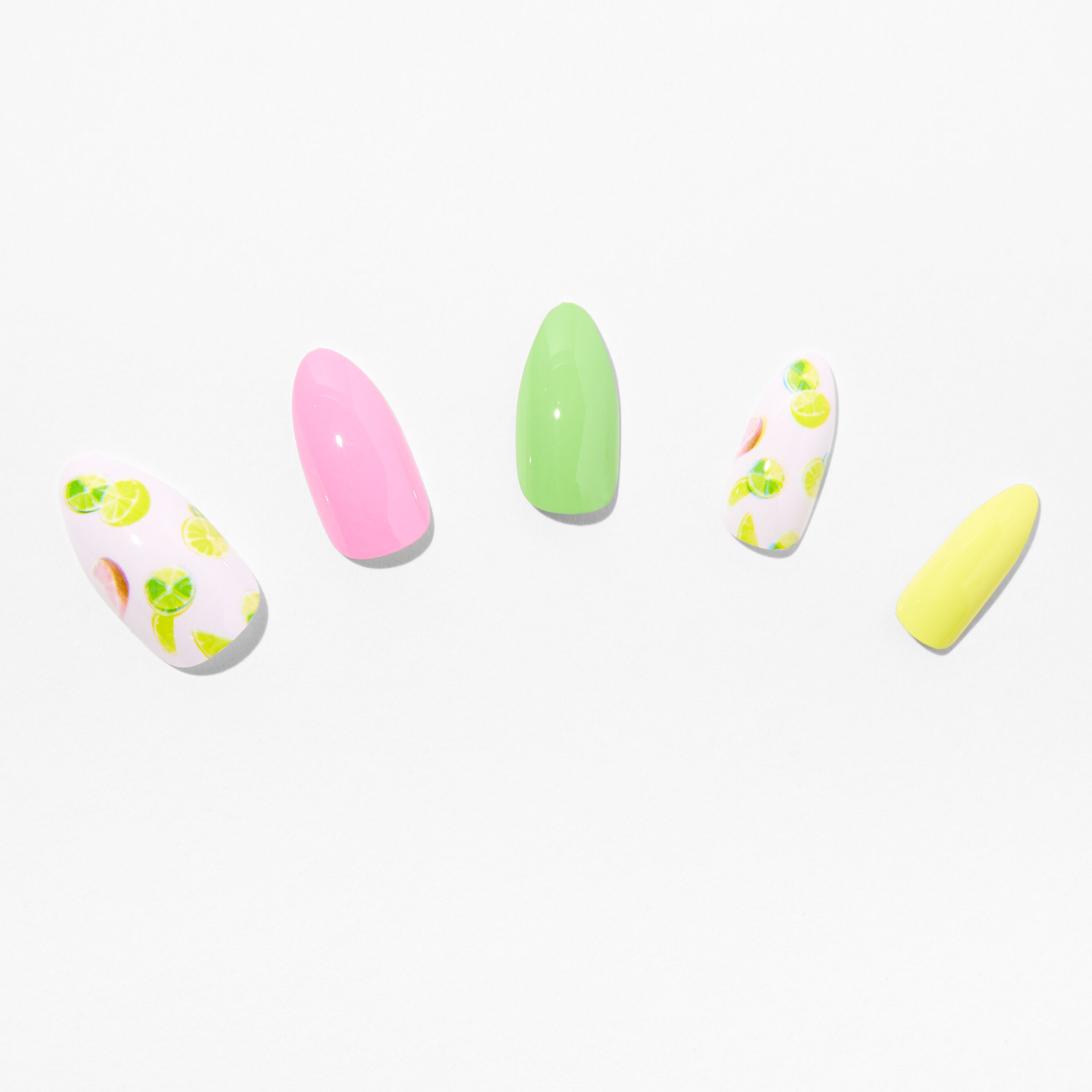 Faux ongles vegan stiletto citron vert (lot de 24),