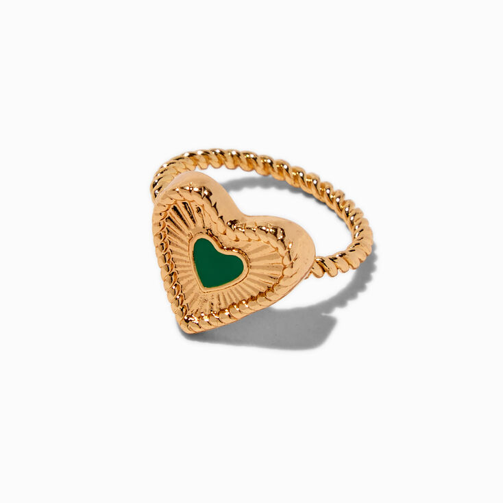 Gold-tone Heart &amp; Snake Rings Stack - 5 Pack,