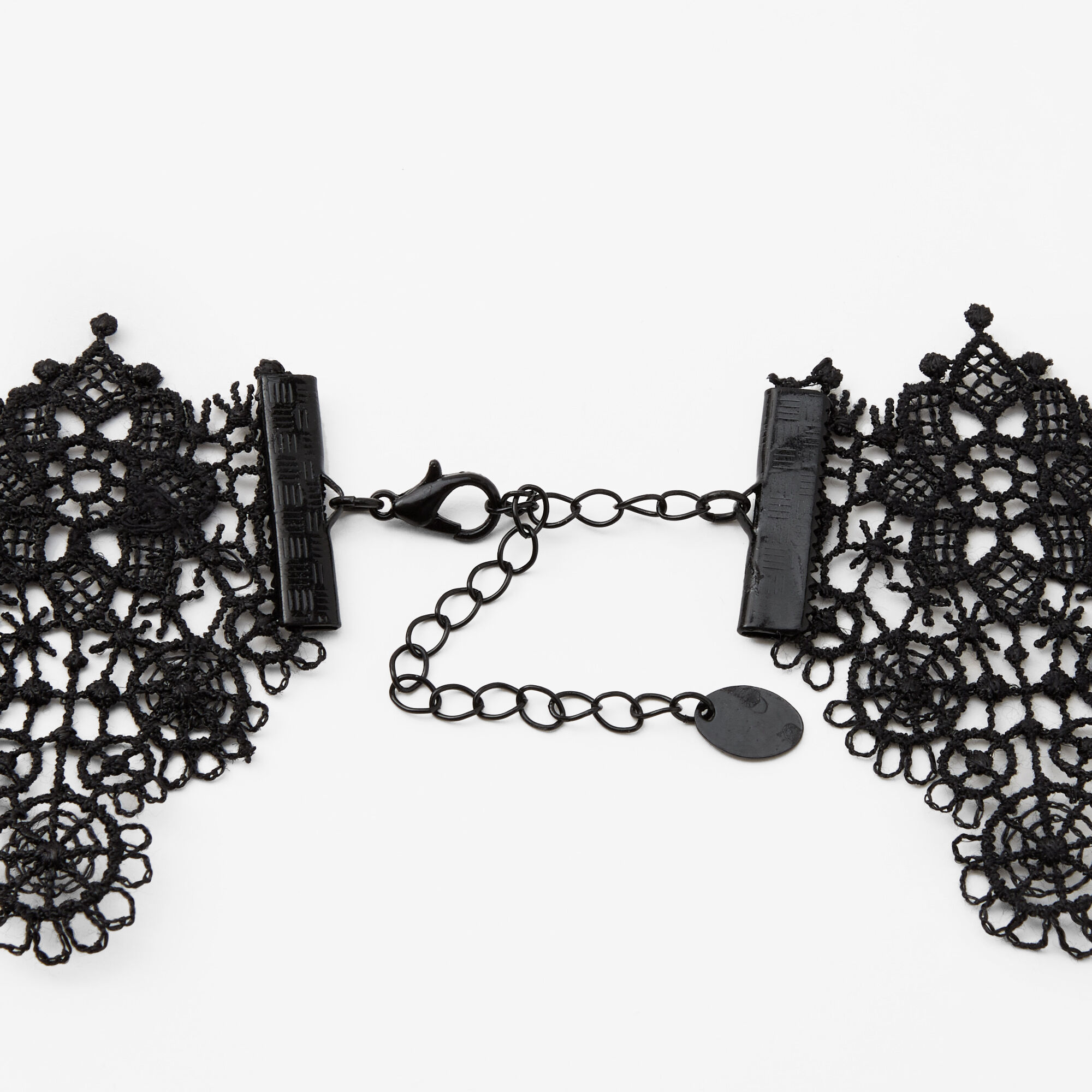 Black Crosses and Chains Lacy Choker Necklace,