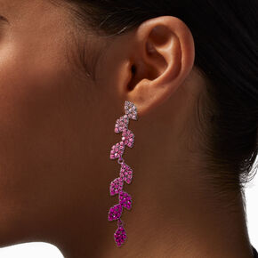 Pink Ombre Crystal Vine 3&quot; Drop Earrings,