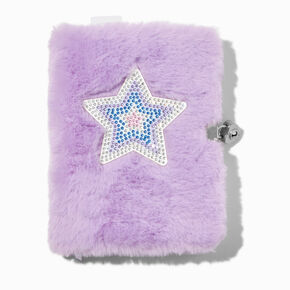 Bling Star Purple Furry Lock Diary,
