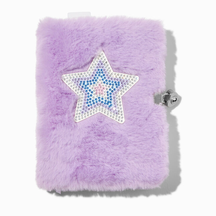 Bling Star Purple Furry Lock Diary,