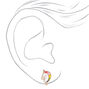 Clous d&rsquo;oreilles &agrave; clip licorne multicolore couleur dor&eacute;e,