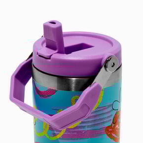 Aqua Doodle Flip Straw Top Handle Stainless Steel Water Bottle,