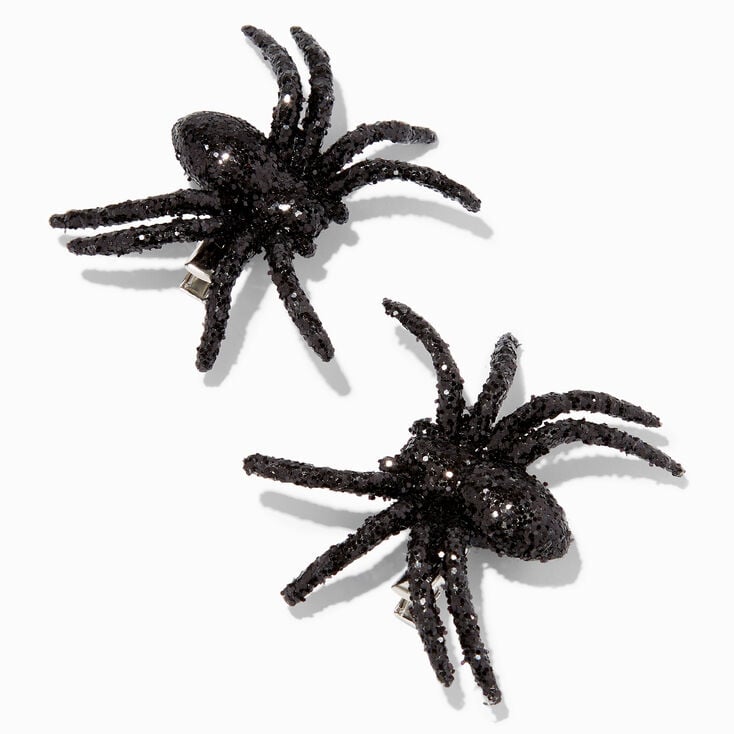 Black Spider Sequin Hair Clips - 2 Pack,