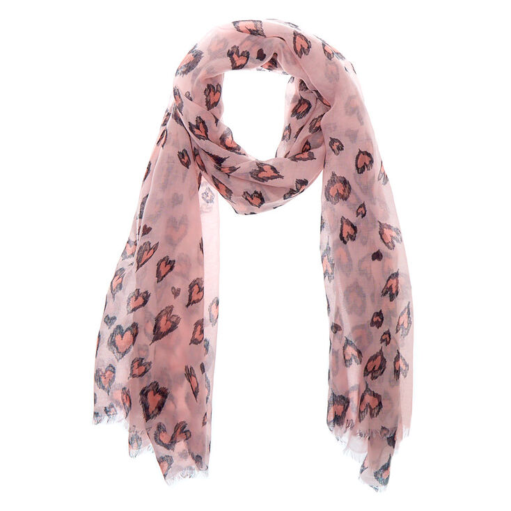 Pink Leopard Heart Fashion Scarf,