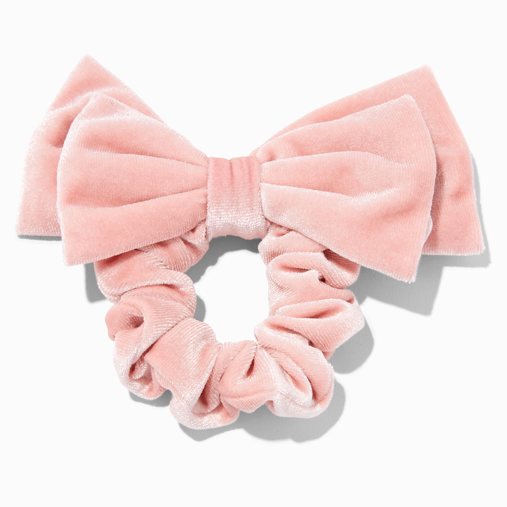 Claire's Chouchou à nœud en imitation velours rose tendre