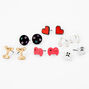 Silver Gamer Stud Earrings - 6 Pack,