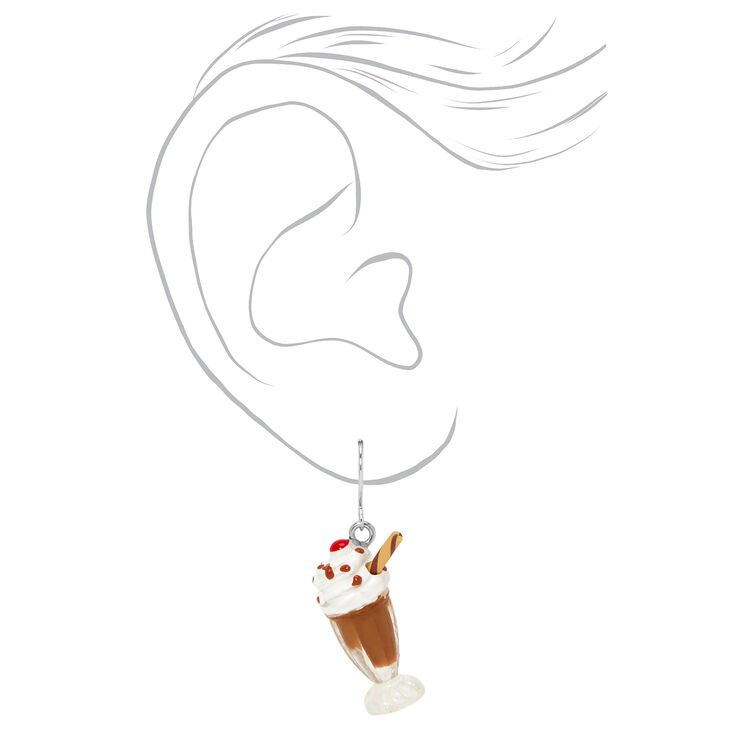 Silver-tone 1&quot; Chocolate Shake Drop Earrings,