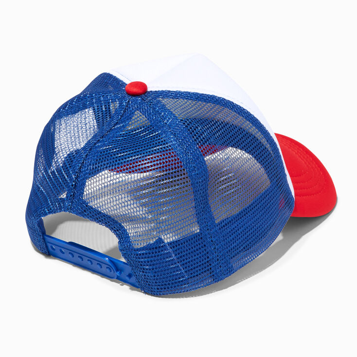 Stars &amp; Stripes Peace Sign Trucker Hat,