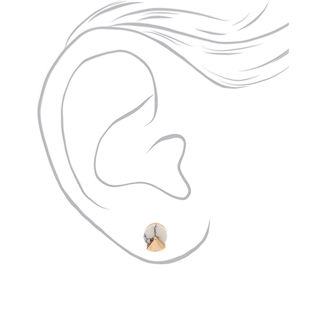 Gold Marble Stud Earrings - 6 Pack,