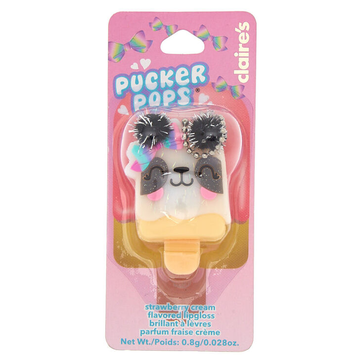 Gloss Pucker Pops Panda Pom parfum&eacute; &agrave; la fraise,