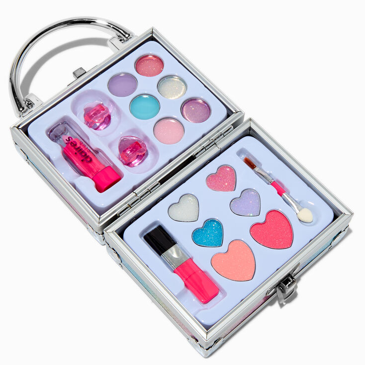 Claire&#39;s Club Mini Travel Rainbow Glitter Lock Box Makeup Set,