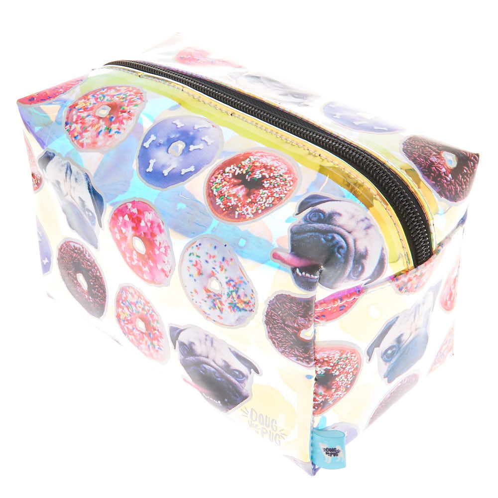 Doug The Pug® Holographic Donut Print Cosmetics Bag,